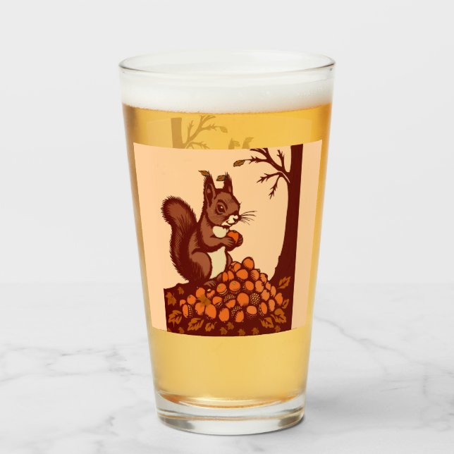 🐿️ Großes Herbst-Eichhörnchen-Glas – Becher Glas (Rückseite (gefüllt))