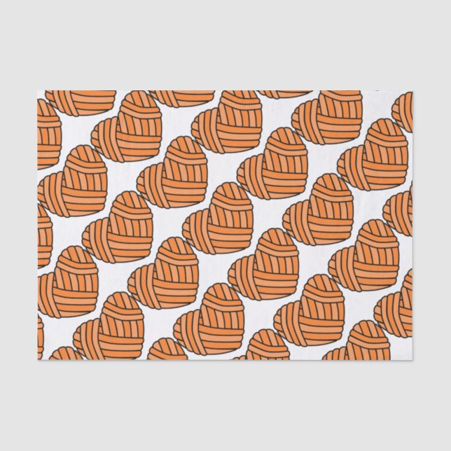 Großes Herz-geformter Ball des Garns (orange) Seidenpapier (Vorderseite)