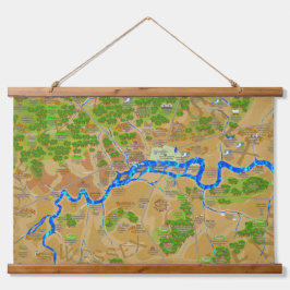 Großes historisches Londoner Tapestry Wandteppich Mit Holzrahmen