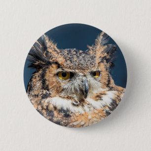 Großes Horned Owl Portrait Button