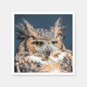 Großes Horned Owl Portrait Serviette