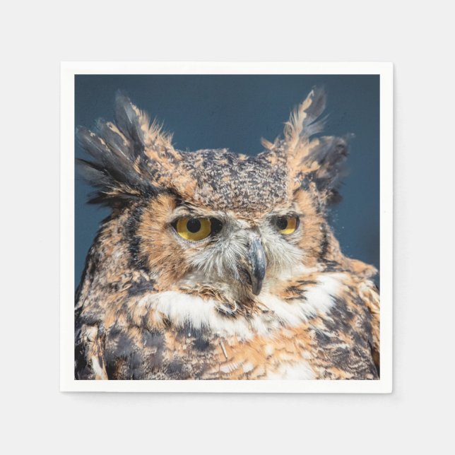 Großes Horned Owl Portrait Serviette (Vorderseite)