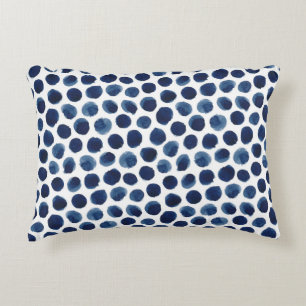 Großes Indigo/blaues Aquarell-Tupfen-Muster Dekokissen