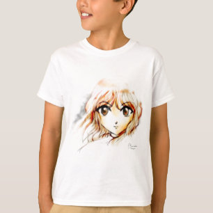Großes kawaii Augen der Manga Anime-Mädchenskizz T-Shirt