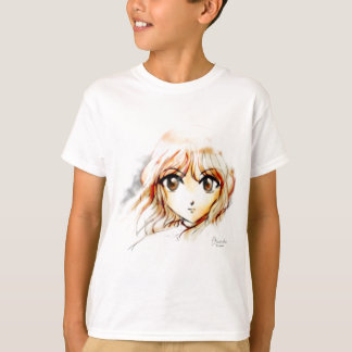 Großes kawaii Augen der Manga Anime-Mädchenskizze T-Shirt