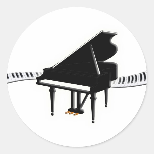 Großes Klavier und Tastatur Runder Aufkleber (Vorderseite)