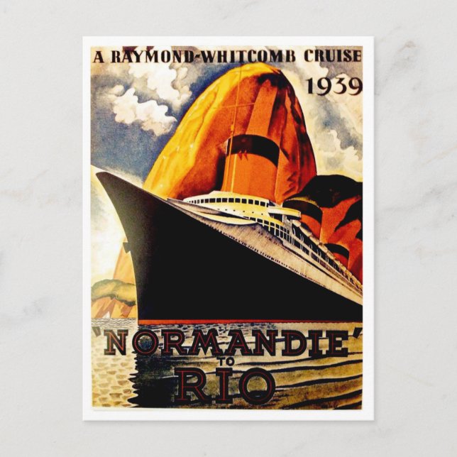Grosses Kreuzfahrtschiff von der Normandie nach Ri Postkarte (Vorderseite)