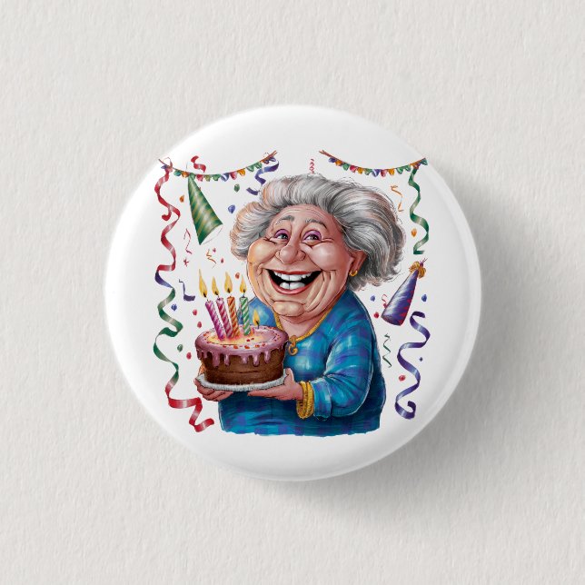 Großes Lächeln Oma Geburtstag Button (Vorderseite)