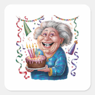 Großes Lächeln Oma Geburtstag Quadratischer Aufkleber