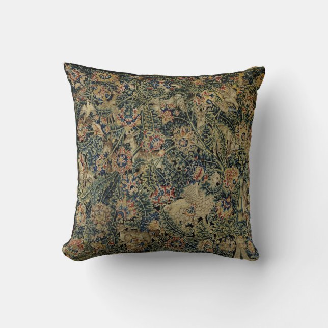 Grosses Leaf Verdure & Animals Renaissance Tapesta Kissen (Vorderseite)