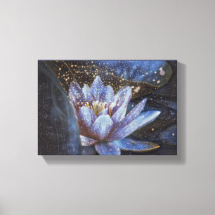Großes Leinwand-Blume Wandkunstschein-Dekorblau Leinwanddruck