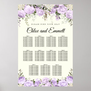Grosses Lila 11-Tisch Hochzeitsposter Poster