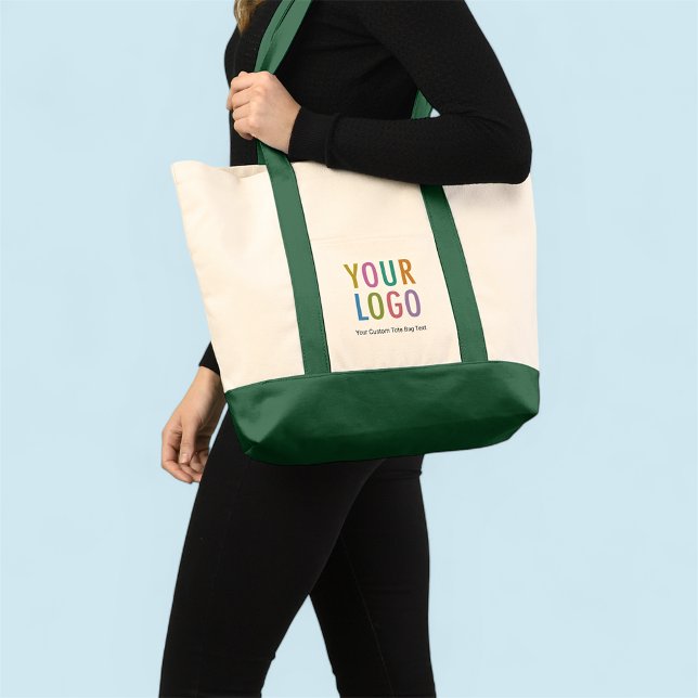 Großes Logo der Green Impulse Leinwand Totbeutel Tragetasche (MISOOK Impulse Large Logo Tote Bag with Green Trim)