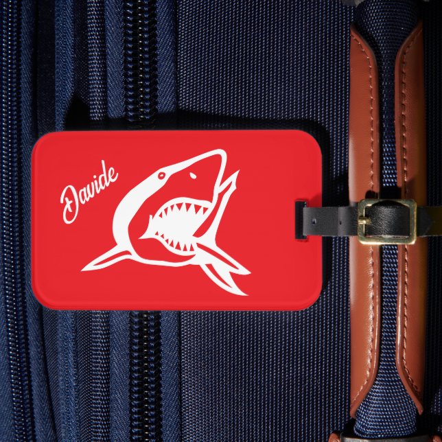 Großes Logo für Weißhaien personalisierte Reisen Gepäckanhänger (Vorderseite Insitu 4)