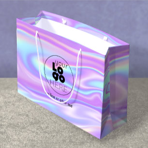Großes Logo, Iridescent Paper Shopping Bag Große Geschenktüte