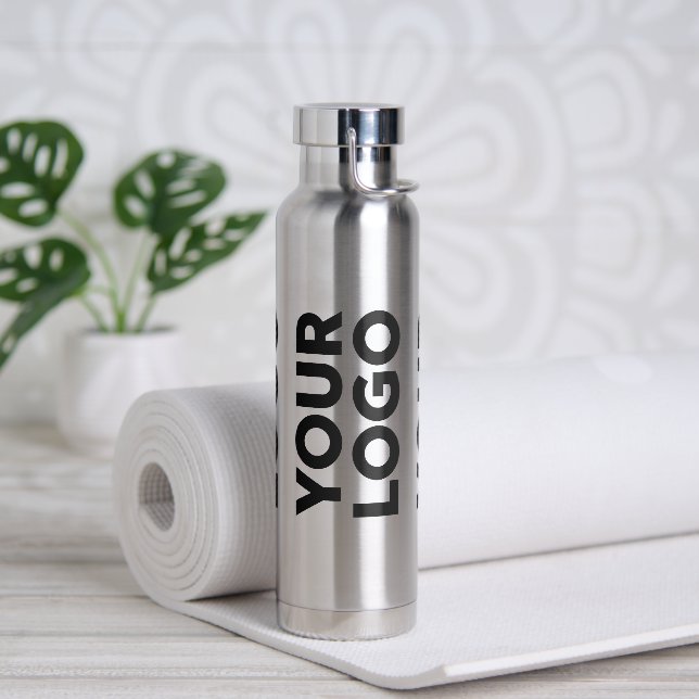 Großes Logo-Muster auf Silber Trinkflasche (Yoga)