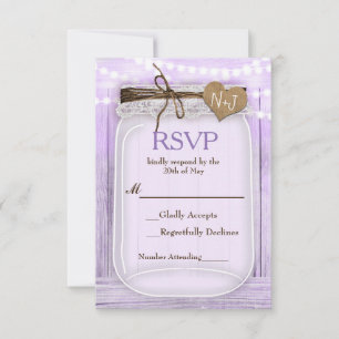 Großes Mason-Glas & Lichter Lavendel Lila RSVP Karte