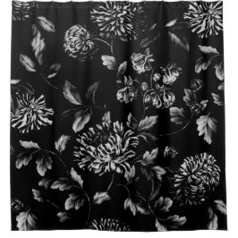 Großes modernes Blumenschwarzweiss-toile Duschvorhang
