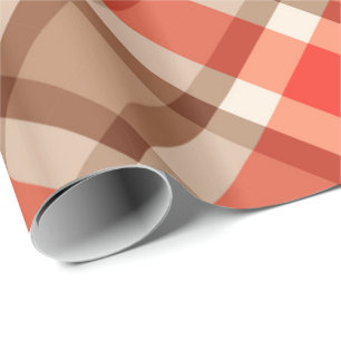 Grosses modernes Kariert, Korallenorange, Braun & Geschenkpapier