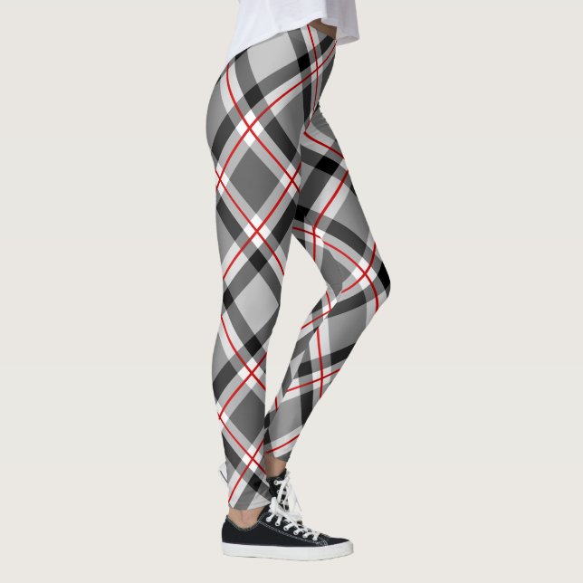 Großes modernes kariertes, schwarz, weiß, Grau und Leggings (Rechts)
