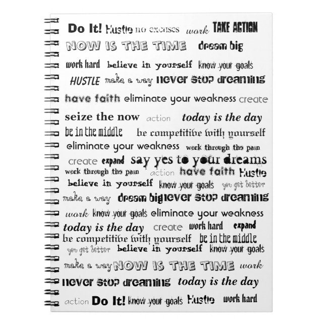 Großes motivierend Typografie-Traumnotizbuch Notizblock (Vorderseite)