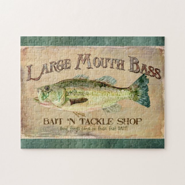 Großes Mund-Bass Fishing See-Kabinen-Dekor-Blau (Horizontal)