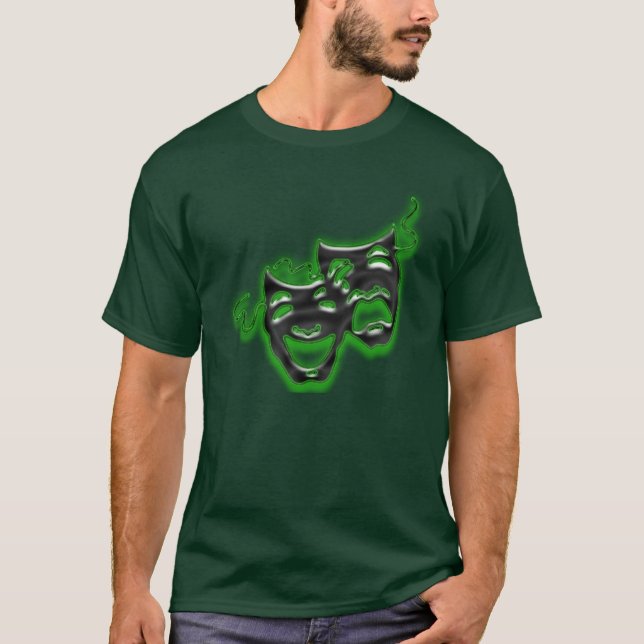 Großes Neongrün maskiert lange Hülse T T-Shirt (Vorderseite)
