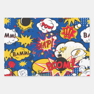 Großes, Niedliches Comic-Wrapper Geschenkpapier Set
