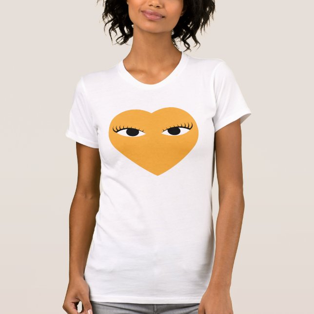 Grosses Niedliches Herz mit Augen auf weißem T Shi T-Shirt (Vorderseite)