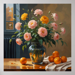 Großes Obst- und Floraposter, maximalistische Kuns Poster