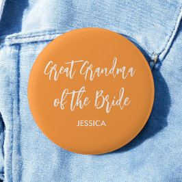 Großes Oma der Braut Orange Hochzeit Button