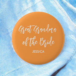 Großes Oma der Braut Orange Hochzeit Button