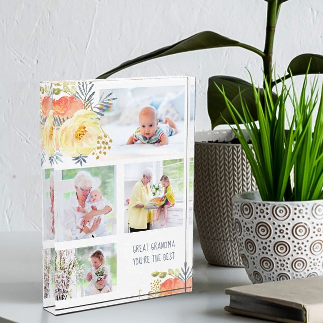 Großes Oma, du bist die beste Pfirsichgelbe Blüte Fotoblock (Von Creator hochgeladen)