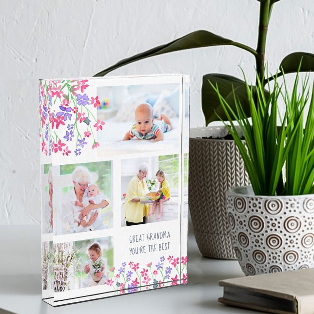 Großes Oma, du bist die beste rosa Ditsy-Flora Fotoblock (Von Creator hochgeladen)