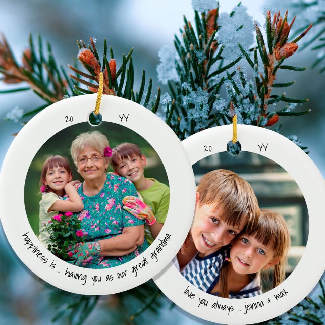 Großes Oma Foto Glück ist Niedlich Minimalistisch Keramik Ornament (Von Creator hochgeladen)