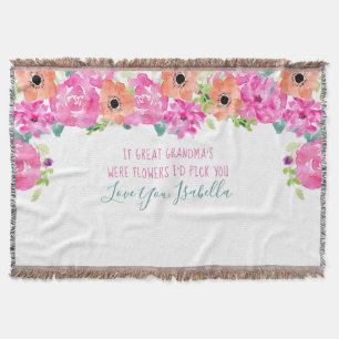 Großes Oma Gedicht Pink und Orange Floral Decke