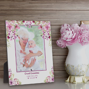 Großes Oma Rosa und Lila Blumenüberlagerungs-Foto Fotoplatte