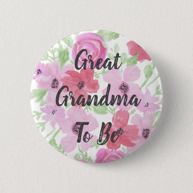 Großes Oma, um eine Blumendusche zu sein Button (Vorderseite)