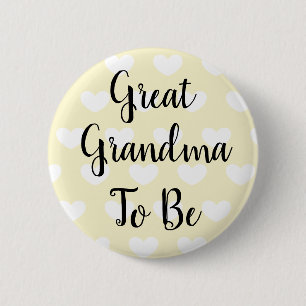 Großes Oma, um eine gelbe Herzdusche zu sein Button