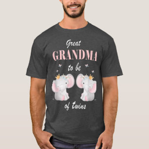Großes Oma von Twins Elephant Baby Shower Girl D T-Shirt