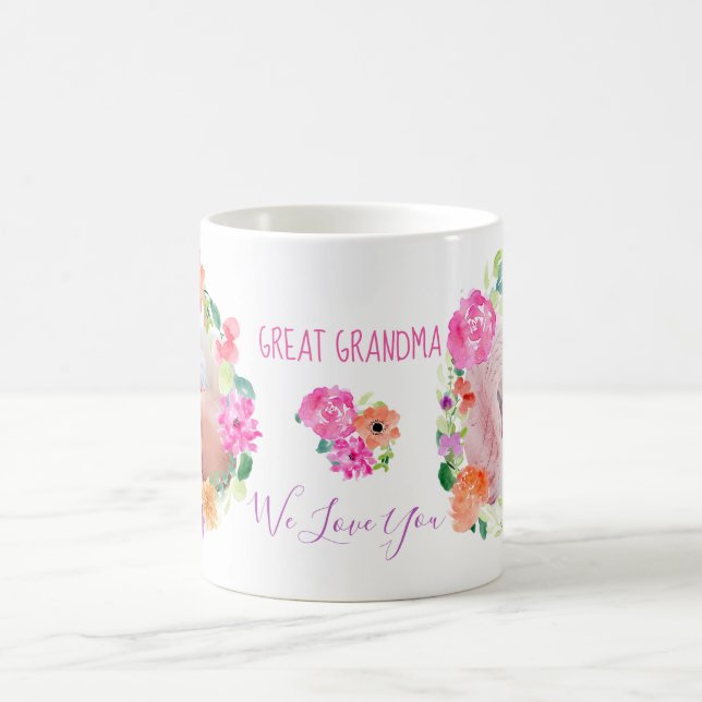 Großes Oma Wir Liebe Sie Blumenkranz Foto Kaffeetasse (Mittel)