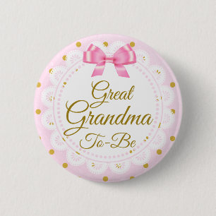 Großes Oma zum Baby Dusche Rosa & Gold Button