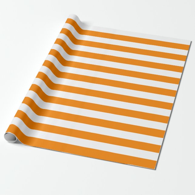Großes Orange und Weiß Stripes Packpapier (Ungerollt)