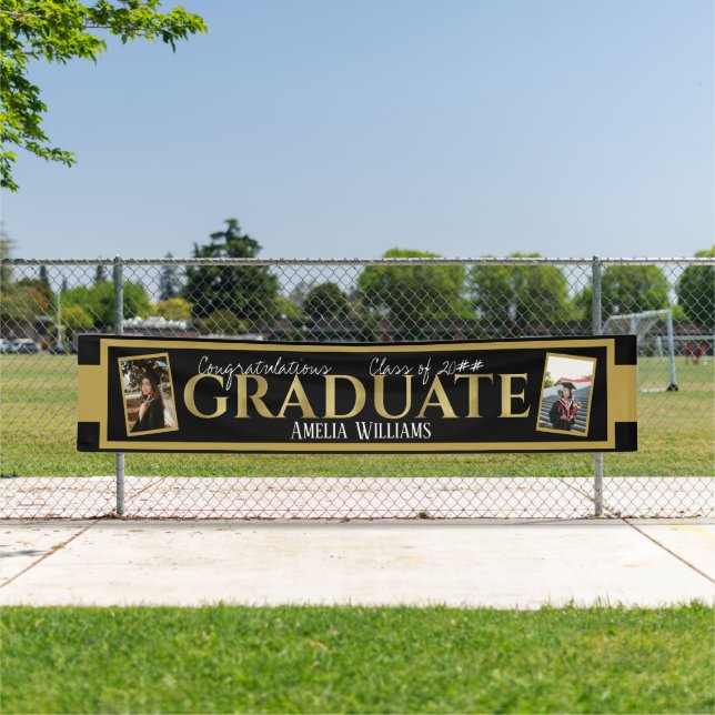 Grosses Outdoor Black & Gold Foto Abschluss Banner (Insitu)