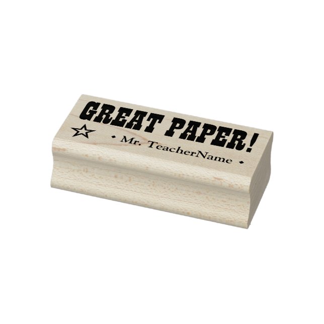 "GROSSES PAPIER!" + Lehrer Name Kautschuk Briefmar Gummistempel (Stempel)