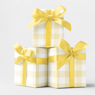 Großes Pastellgelb und Weiß Gingham Geschenkpapier