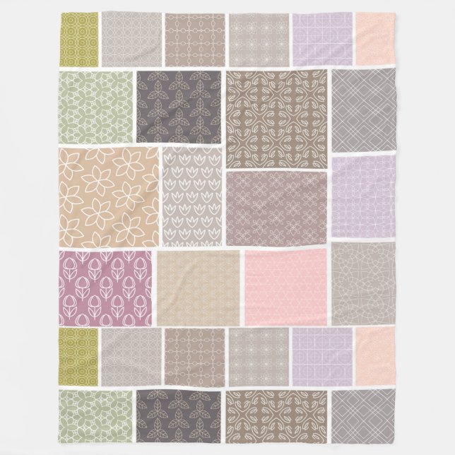 Großes Patchwork Multi Design Fleece Blanken (Vorderseite)