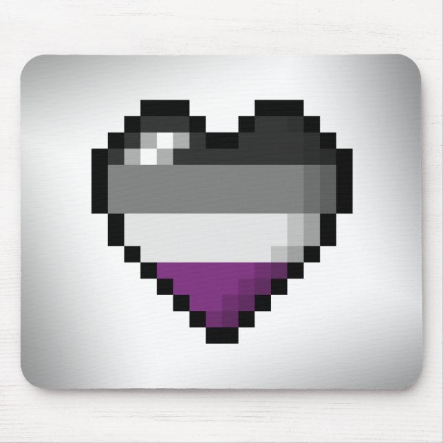 Großes Pixel-Herzdesign im asexuellen Stolperfeld Mousepad (Vorne)