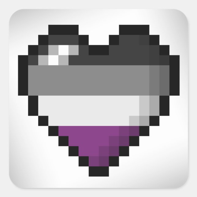 Großes Pixel-Herzdesign im asexuellen Stolperfeld Quadratischer Aufkleber (Vorderseite)