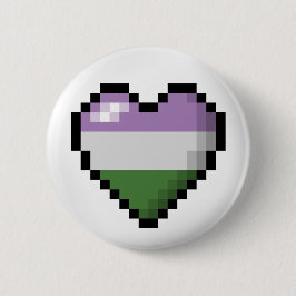 Großes Pixel Herzdesign im Genderqueer-Pride-Flag Button